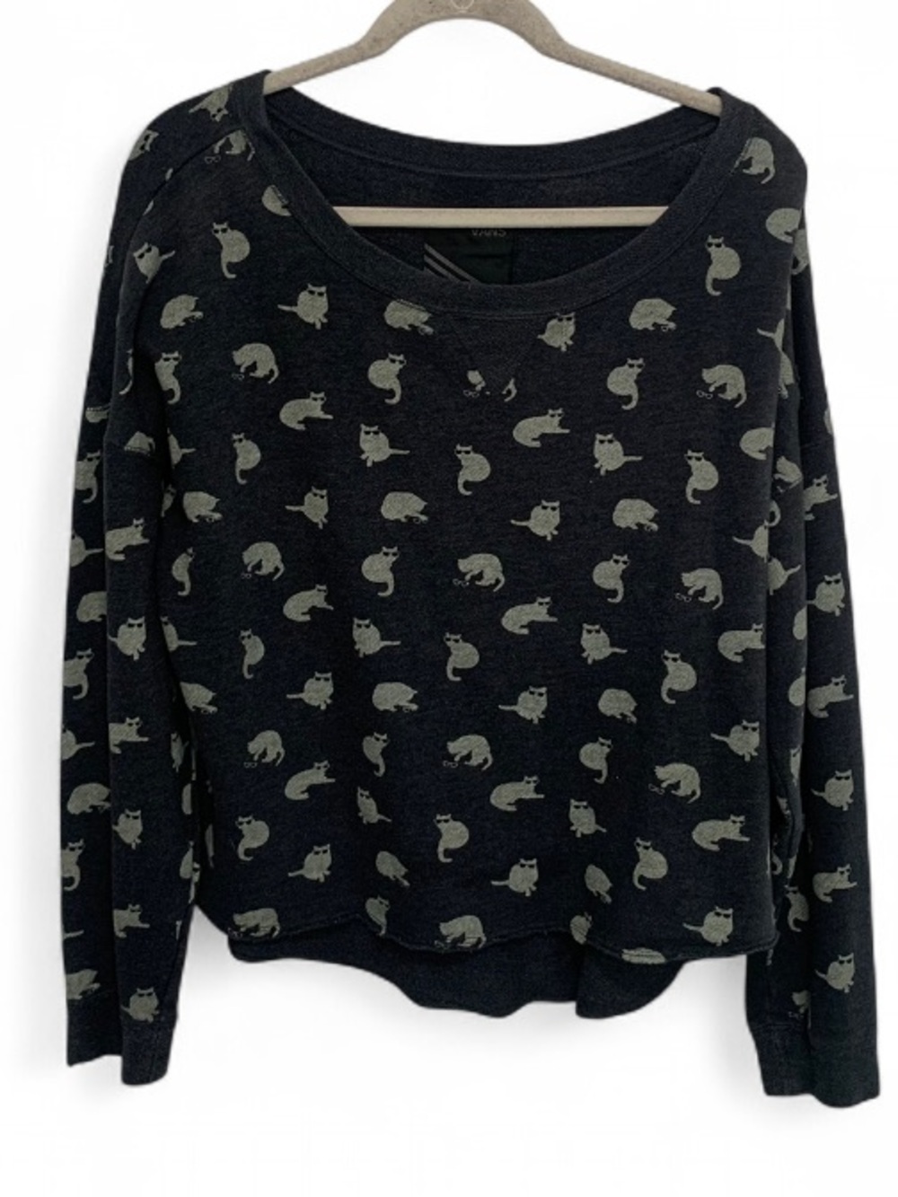 Vans Dark Gray Nerdy Cat Graphics Pullover Sweatshirt